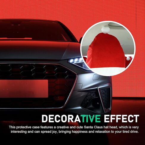 4 PCS Santa Claus Hat Car Headrest Covers, 13.39" x 13.39" Creative Santa Head Rest Cover, Soft Scratch-Proof Headrest Protector, Universal Christmas Car Decoration Accessories (Red) in Saudi Arabia