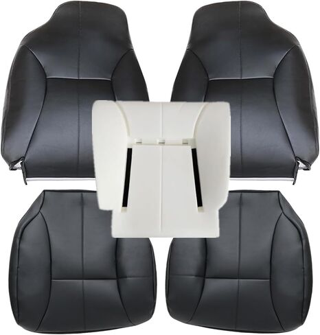 FZJDSD 5PCS Black Driver & Passenger Side Bottom & Top Replacement Microfiber Leather Seat Covers and Driver Seat Foam Cushion Compatible with Dodge Ram 1500 2500 3500 1998 1999 2000 2001 2002 in Saudi Arabia