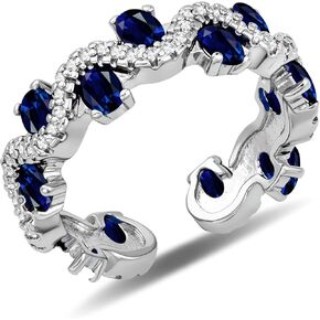 Silver Sapphire Birthstone Wedding Band Rings Cubic Zirconia Silver Stackable Adjustable Rings for Women in Kuwait