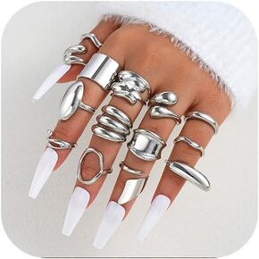 مجموعة خواتم المفصل للنساء، حلقات مكتنزة قابلة للتكديس على شكل إصبع مفصل عتيقة قابلة للتعديل مجوفة منحوتة متوسطة الحجم مجموعة حلقات جمالية فاسق in Kuwait