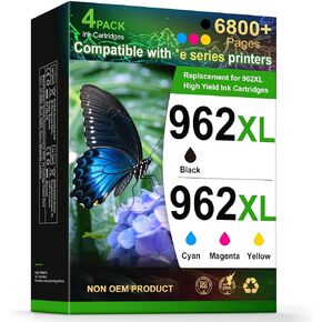 مجموعة خراطيش الحبر 962XL المُعاد تصنيعها للعمل بالحبر HP 962 مع طابعات السلسلة *e التي قامت بتنشيط خدمة hp+ لطابعات HP OfficeJet Pro 9015e 9018e 9010 9025 9020 المكتبية (4 عبوات) in Kuwait