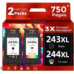 خرطوشة حبر PG-243 CL-244 XL بديلة لـ Canon 243XL 244XL (عبوة كومبو سوداء ثلاثية الألوان) تعمل من أجل Canon MX490 MX492 MG2522 TR4520 TS3322 TS202 TS3322 TS3122 iP2820 MG2420 MG2922 MG3020 in Kuwait