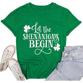 St Patricks Day Shirt Women Green Shamrock Lucky Tshirt Casual Clover Graphic T Shirt Irish Tee Tops in Kuwait