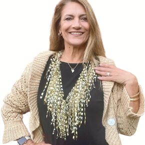 قلادات وشاح للنساء خفيفة الوزن - أوشحة ذات أهداب زرقاء أنيقة للصيف - وشاح رقبة من الدانتيل اللامع للنساء in Kuwait