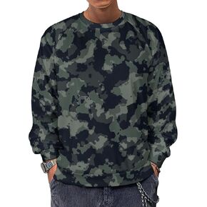 Mens Camo Pullover Sweatshirt Casual Stylish Print Long Sleeve Camouflage Tops Crewneck Athletic Pullover in Kuwait