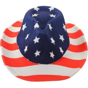 Patriotic Western Cowboy Hat with Flag Pattern Brim for 4th of July Holiday Party Accessories Multi in Saudi Arabia