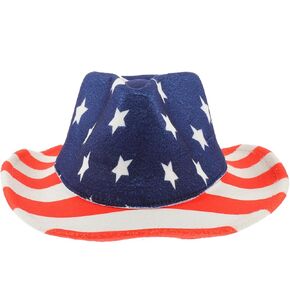 Ciieeo Patriotic Retro Western Cowboy Hat with Flag Design Brim for Men and Women Labor Day Memorial Day Party Accessories Multi in Kuwait