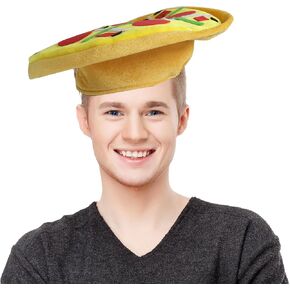 قبعة البيتزا - أغطية رأس لأزياء الطعام الواقعية مع الجبن والإضافات - إكسسوار أزياء الحفلات الممتعة - مثالية للحفلات والمناسبات والمهرجانات in Kuwait