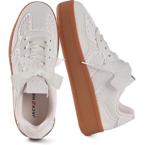 JACKSHIBO المرأة الشريط الدانتيل متابعة الأزياء منصة أحذية رياضية مكتنزة قوس دعم اللثة وحيد أحذية المشي التنس مع رغوة الذاكرة in Kuwait