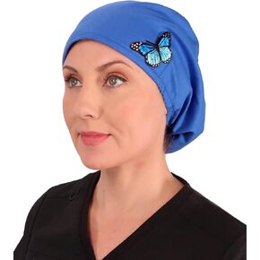 Sparkling EARTH Euro Style Riley Medical Scrub Caps - Flat Front, Roomy Back - Adjustable Cord Lock Closure - Made in USA! in Kuwait