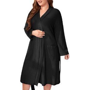 رداء نسائي طويل الأكمام من Midnight Angel مع جيوب، رداء نوم مقاس كبير لملابس النوم in Kuwait