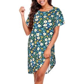 قمصان نوم للنساء قميص نوم قطني ناعم بأكمام قصيرة فستان كاجوال للسيدات ملابس نوم in Kuwait