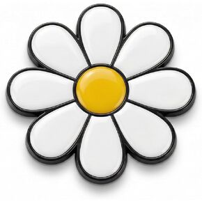 Daisy Metal Car Sticker, Cute Flower Decal, Zinc Alloy Daisy Emblem, Exterior Car Decoration for Women (White) in Kuwait