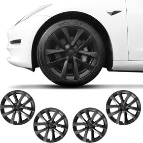 for Tesla Model 3 2017-2023 18 Inch Wheel Cover R18 Hubcaps Set of 4 Silver Black ABS Plastic Rims Caps for Tesla Hub Caps Model 3 Accessories 18" 4 Pcs Wheel Covers Snap On (Turbine Style, 18 Inch) in Kuwait