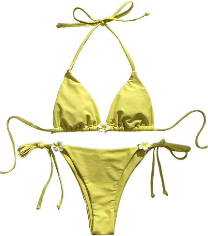 GORGLITTER Women's High Cut Thong Bikini Set Triangle Halter Floral Vacation Summer Swimsuit Bathing Suit Beachwear in Saudi Arabia