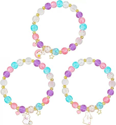 3pcs أساور عيد الفصح هدايا للنساء سلة عيد الفصح، لطيف الأرنب سحر تمتد مطرز سوار مع بطاقة، أرنب عيد الفصح البيض الحشو للفتيات المراهقات مجوهرات هدايا عطلة حزب الملحقات in Kuwait