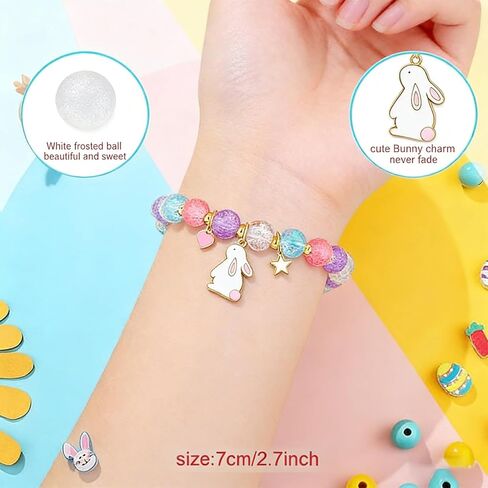 3pcs أساور عيد الفصح هدايا للنساء سلة عيد الفصح، لطيف الأرنب سحر تمتد مطرز سوار مع بطاقة، أرنب عيد الفصح البيض الحشو للفتيات المراهقات مجوهرات هدايا عطلة حزب الملحقات in Kuwait