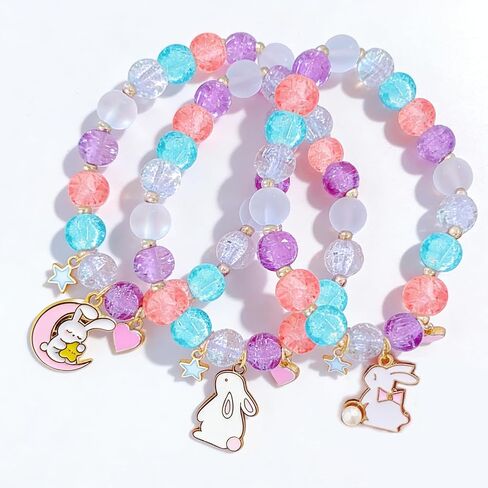 3pcs أساور عيد الفصح هدايا للنساء سلة عيد الفصح، لطيف الأرنب سحر تمتد مطرز سوار مع بطاقة، أرنب عيد الفصح البيض الحشو للفتيات المراهقات مجوهرات هدايا عطلة حزب الملحقات in Kuwait