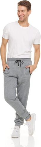 Men's Slim-Fit Sweatpants with Zip Pockets Casual Straight Leg Workout Drawstring Elastic Waist Fitness Pants Outwear in Saudi Arabia