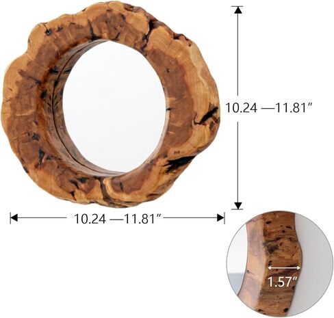 WELLAND Four Pack Rustic Mirror Wall Décor Handmade Solid Wood Decorative Mirrors, 10" x 12" Modern Hanging Wall Art for Bedroom, Bathroom, Living Room, Entryway, Dressing Room in Saudi Arabia