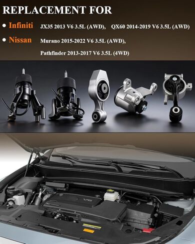 Engine Motor Mount Kit Replacement for Infiniti JX35 2013, QX60 2014-2019, for Nissan Murano 2015-2022, Pathfinder 2013-2017, V6 3.5L Engine Mount Set of 5 Replaces OE# A7394 A4365HY A7395 A7386 A4373 in Saudi Arabia