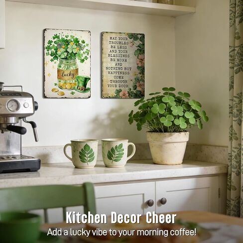 Agedsign Funny Shamrock Decor Lucky Tin Signs - St Patricks Day Decor for Home Dining Room Spring Decor - St Patricks Day Decorations Irish Gifts 12x8 Inch in Saudi Arabia