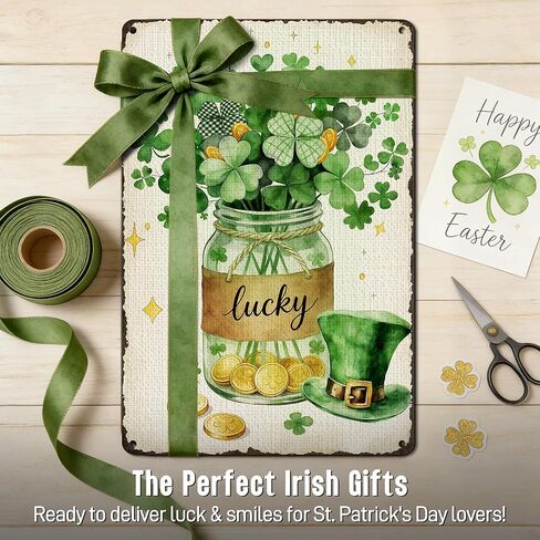 Agedsign Funny Shamrock Decor Lucky Tin Signs - St Patricks Day Decor for Home Dining Room Spring Decor - St Patricks Day Decorations Irish Gifts 12x8 Inch in Saudi Arabia