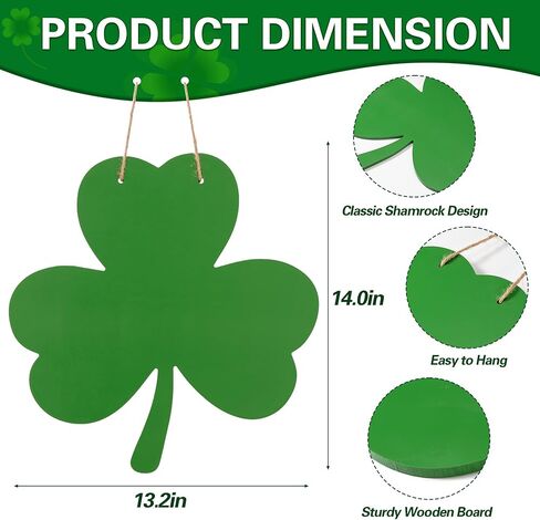 علامة باب عيد القديس باتريك، علامة تعليق خشبية شامروك لديكور يوم القديس باتريك، علامة ترحيب البرسيم الأخضر للباب الأمامي، أو الجدار، أو الشرفة، أو ديكور عطلة الربيع الأيرلندي in Kuwait