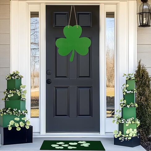 علامة باب عيد القديس باتريك، علامة تعليق خشبية شامروك لديكور يوم القديس باتريك، علامة ترحيب البرسيم الأخضر للباب الأمامي، أو الجدار، أو الشرفة، أو ديكور عطلة الربيع الأيرلندي in Kuwait