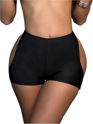 شورت سباحة نسائي من SweatyRocks مزود بفتحة خلفية وخصر عالٍ لباس سباحة سفلي in Kuwait