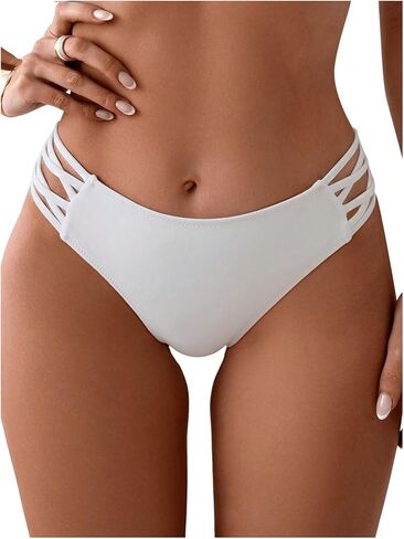 SHENHE Women's Bikini Bottom Low Waisted Cut Out Criss Cross Side Hipster Swimsuit Bottom Only in Saudi Arabia