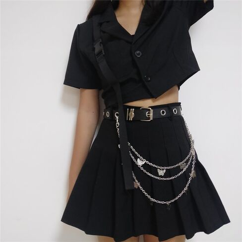 Silver Plated Waist Chain for Women,3 Tier Trousers Pocket Belt Jeans Chains with Lobster Clasp for Jeans - Punk Waist Chain for Pants in Saudi Arabia