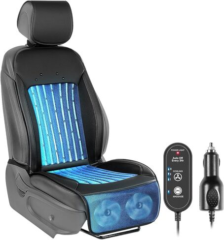 غطاء مقعد سيارة تبريد مطور من Paffenery 2026 للمقعد الأمامي، وسادة مقعد سيارة تبريد جيدة التهوية 12 فولت - 24 فولت، غطاء مقعد مبرد لسيارة الدفع الرباعي والشاحنة ذات المقاس العالمي، أسود منتصف الليل in Kuwait