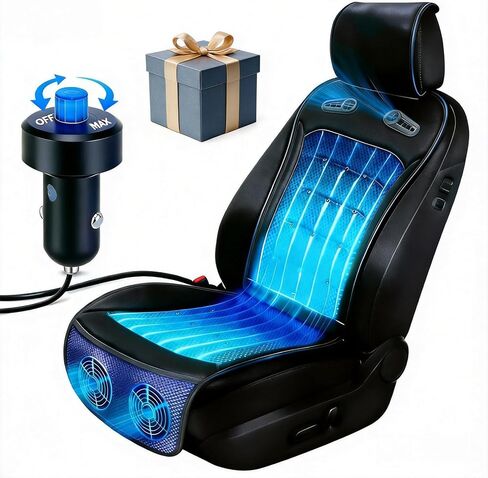 غطاء مقعد سيارة تبريد مطور مع تبريد سريع لمدة 3 ثوانٍ، أغطية مقاعد تبريد للسيارات، وسادة مقعد سيارة تبريد، 12 فولت - 24 فولت لسيارة الدفع الرباعي والشاحنات RV، أفضل هدية للسائقين (أسود) in Kuwait