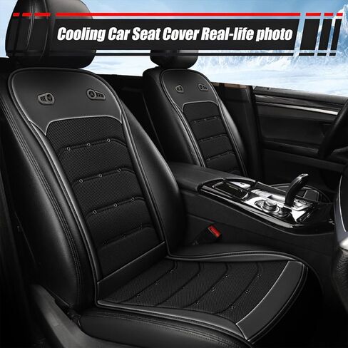 غطاء مقعد سيارة تبريد مطور مع تبريد سريع لمدة 3 ثوانٍ، أغطية مقاعد تبريد للسيارات، وسادة مقعد سيارة تبريد، 12 فولت - 24 فولت لسيارة الدفع الرباعي والشاحنات RV، أفضل هدية للسائقين (أسود) in Kuwait