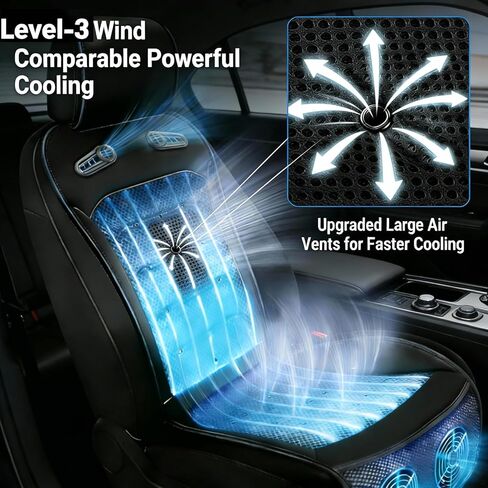 غطاء مقعد سيارة تبريد مطور مع تبريد سريع لمدة 3 ثوانٍ، أغطية مقاعد تبريد للسيارات، وسادة مقعد سيارة تبريد، 12 فولت - 24 فولت لسيارة الدفع الرباعي والشاحنات RV، أفضل هدية للسائقين (أسود) in Kuwait