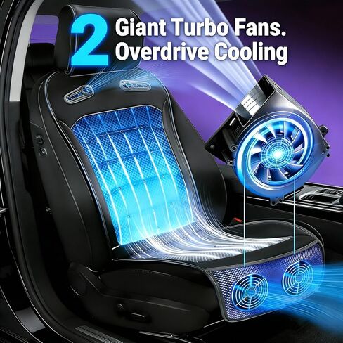 غطاء مقعد سيارة تبريد مطور مع تبريد سريع لمدة 3 ثوانٍ، أغطية مقاعد تبريد للسيارات، وسادة مقعد سيارة تبريد، 12 فولت - 24 فولت لسيارة الدفع الرباعي والشاحنات RV، أفضل هدية للسائقين (أسود) in Kuwait