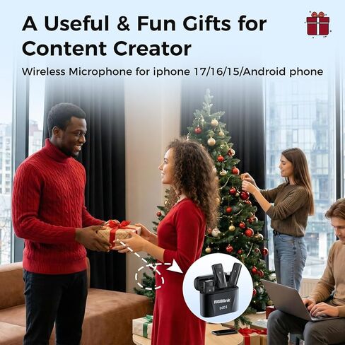 ميكروفون RGBlink اللاسلكي Lavalier لهاتف iPhone 15 Pro Max وAndroid وUSB C الذكي - مجموعة من 2 ميكروفون صغير مع خاصية إلغاء الضوضاء - ميكروفون على شكل طية صدر السترة لمنشئ المحتوى ومدونات الفيديو والتسجيل والبودكاست in Kuwait