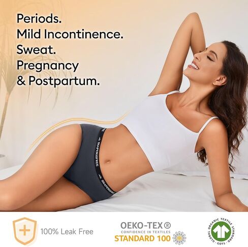Incontinence Underwear for Women Leakproof 2.0 High Absorbency Period Panties Ladies Leakproof Menstrual Bladder Control Washable Cotton Briefs Multipack in Kuwait