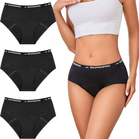Incontinence Underwear for Women Leakproof 2.0 High Absorbency Period Panties Ladies Leakproof Menstrual Bladder Control Washable Cotton Briefs Multipack in Kuwait