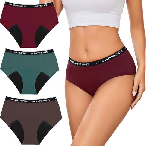 Incontinence Underwear for Women Leakproof 2.0 High Absorbency Period Panties Ladies Leakproof Menstrual Bladder Control Washable Cotton Briefs Multipack in Kuwait