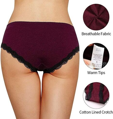 Women's 4 Pcs Cotton Underwear Soft Basic Lace Hipster in Saudi Arabia