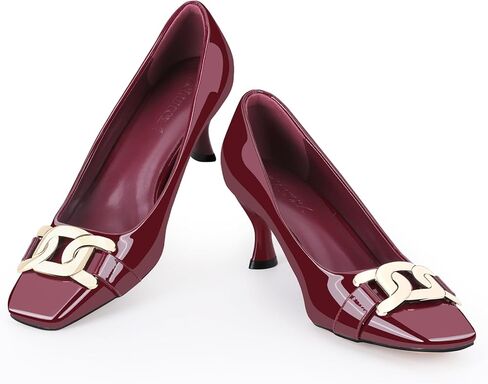 حذاء Zelaprox نسائي مغلق بمقدمة مربعة، حذاء بكعب منخفض للقطط، حذاء معدني أنيق سهل الارتداء وحفلات الزفاف، حذاء مريح بكعب عالي in Kuwait