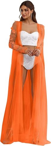 yinyyinhs Women's Tulle Robe Sheer Lace Bridal Dressing Gowns Materntiy Robes Sexy Lingerie Nightgown Bathrobe Sleepwear in Kuwait