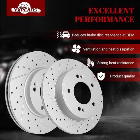 Front & Rear Drilled Slotted Rotors and Ceramic Disc Brake Pads Kit for Hyundai Elantra 2017 2018 2019 2020 2.0L in Kuwait