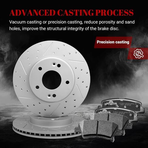 Front & Rear Drilled Slotted Rotors and Ceramic Disc Brake Pads Kit for Hyundai Elantra 2017 2018 2019 2020 2.0L in Kuwait