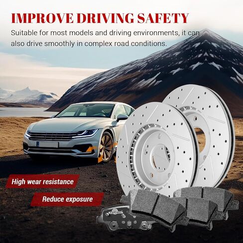 Front & Rear Drilled Slotted Rotors and Ceramic Disc Brake Pads Kit for Hyundai Elantra 2017 2018 2019 2020 2.0L in Kuwait