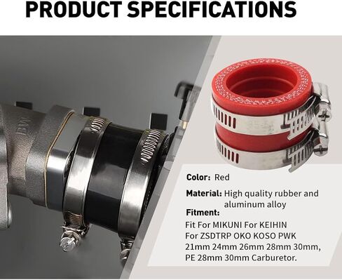 Three T 35 mm Carburetor Rubber Adapter Intake Manifold, Pipe Adapter Boot Joint Interfacer,For Mikuni For Keihin for OKO for KOSO PWK for ZSDTRP 21mm 24mm 26mm 28mm 30mm, PE 28mm 30mm Carburetor in Saudi Arabia