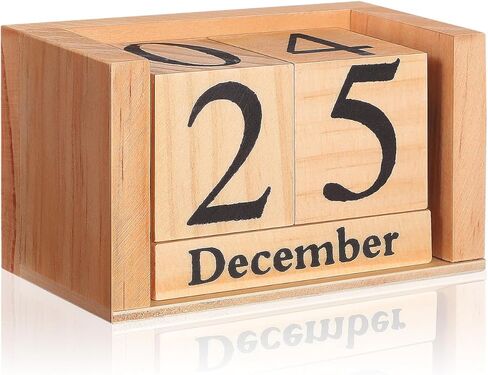 Wooden Block Perpetual Desk Calendar Vintage Style Wooden Cube Block, Cute Date Display Desk Accessories for Home Office Decor, Teacher, Classroom in Saudi Arabia