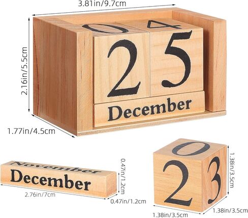 Wooden Block Perpetual Desk Calendar Vintage Style Wooden Cube Block, Cute Date Display Desk Accessories for Home Office Decor, Teacher, Classroom in Saudi Arabia